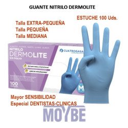 GUANTE NITRILO DERMOLITE AZUL T-Mediana